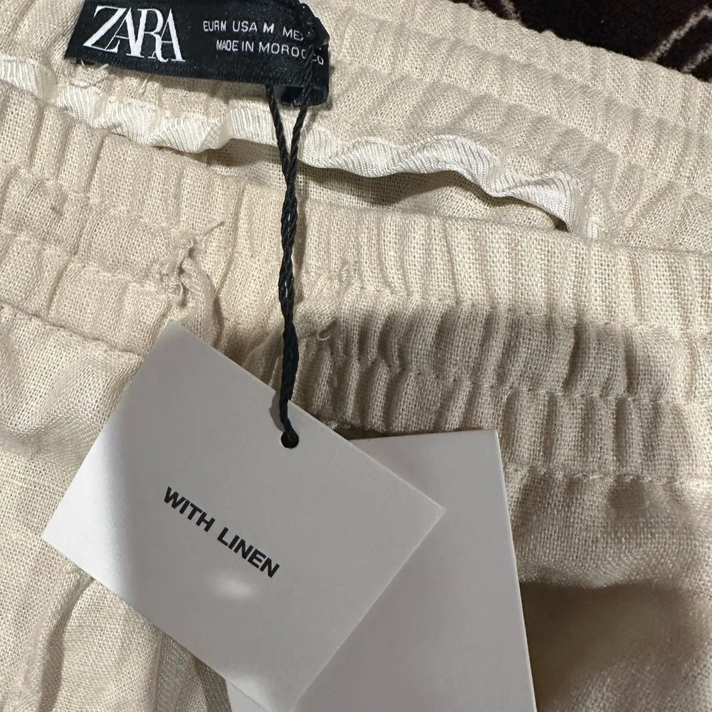 Zara Women's Cream Wide-Leg Pants - Picture 8 of 10